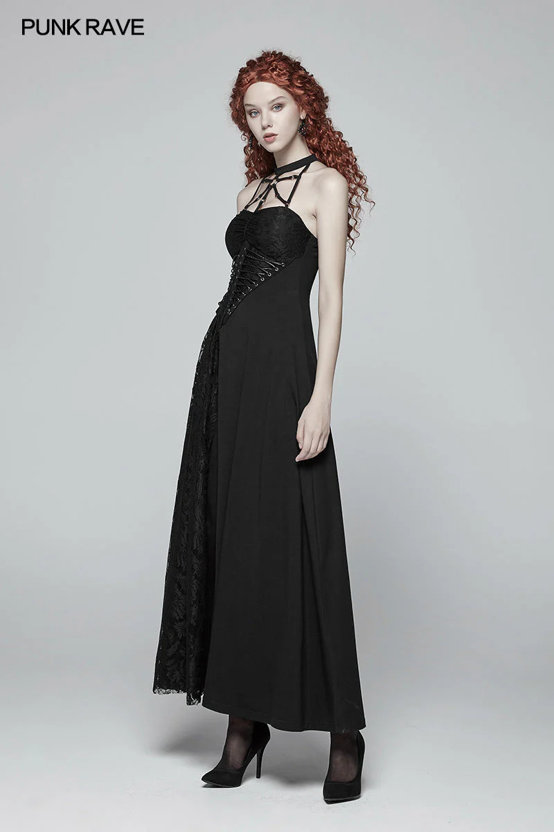 OQ-395 Gothic Womens Cross Halter Neck Daily Wear Dress - Image 6