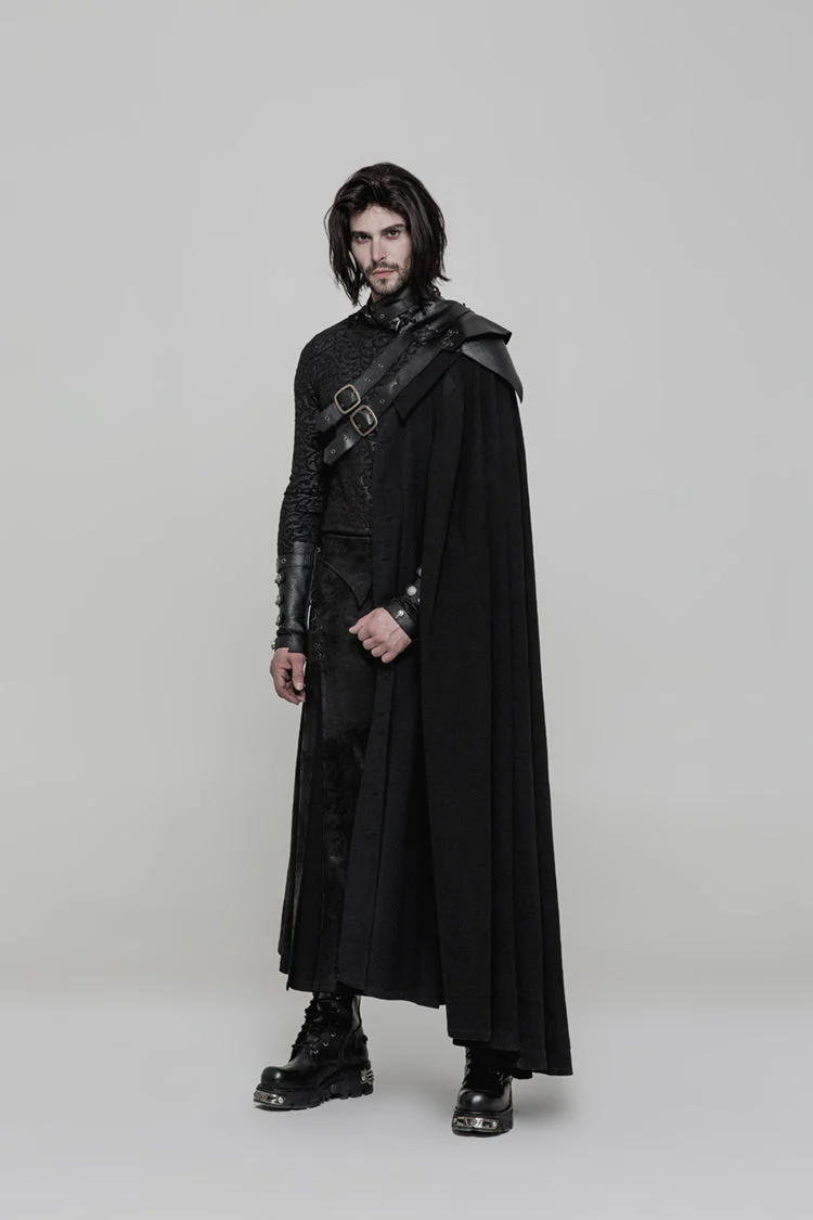 WY-878 Handsome Long Irregular Uniform Gothic Cloak With Sleeve Slit On Front - Image 5