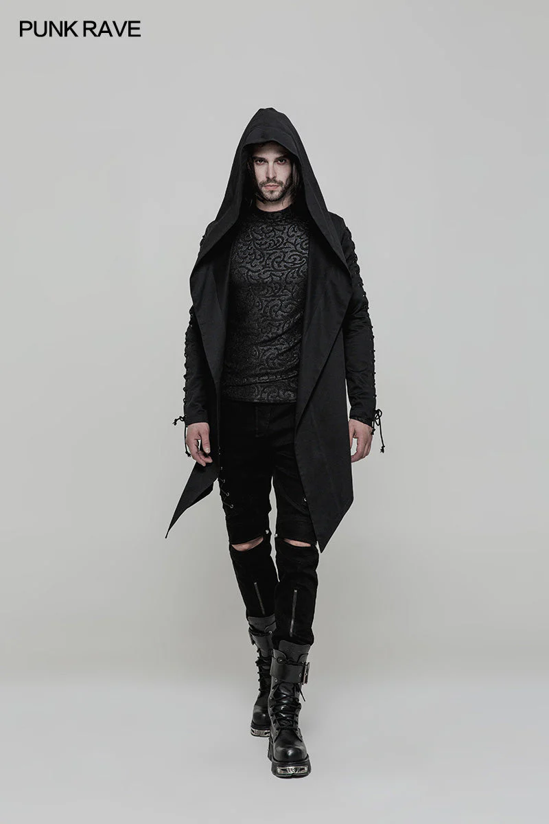 OY-879 Handsome Loose Hooded Punk Coat For Men - Image 6