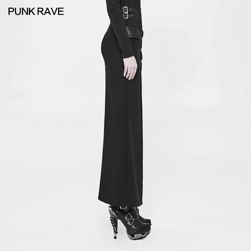 WQ-357 Handsome Military Uniform Long Punk Skirt For Women - Image 2