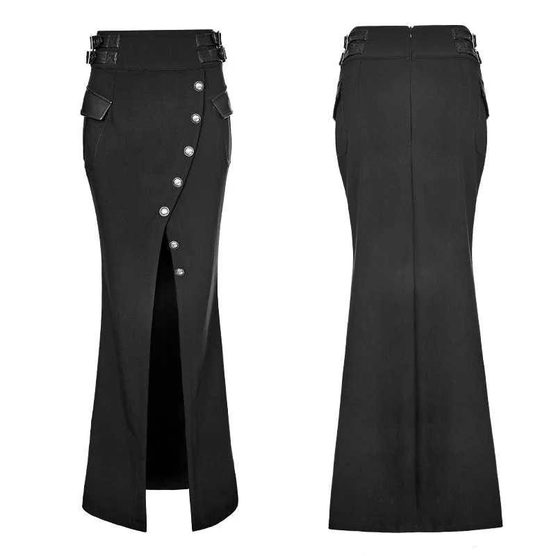 WQ-357 Handsome Military Uniform Long Punk Skirt For Women - Image 4