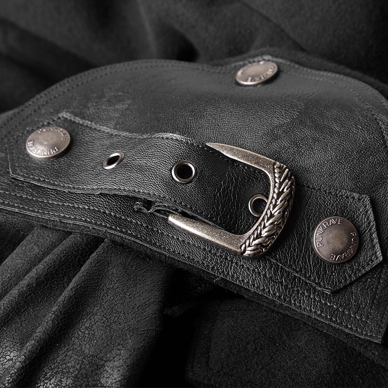 Y-801 Handsome Military Uniform Punk Jacket With Removable Shawl Shoulder - Image 5