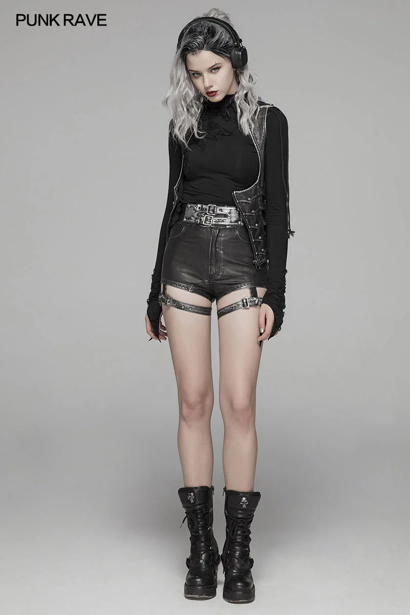 WK-380 Handsome Punk PU Leather Shorts Pant - Image 6