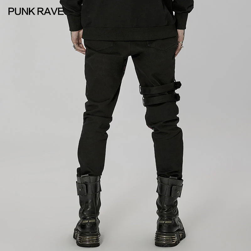 WK-518XCM Handsome Punk spliced pants - Image 3