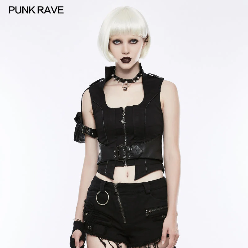 WY-828 Handsome Punk Vest With Removable Bag