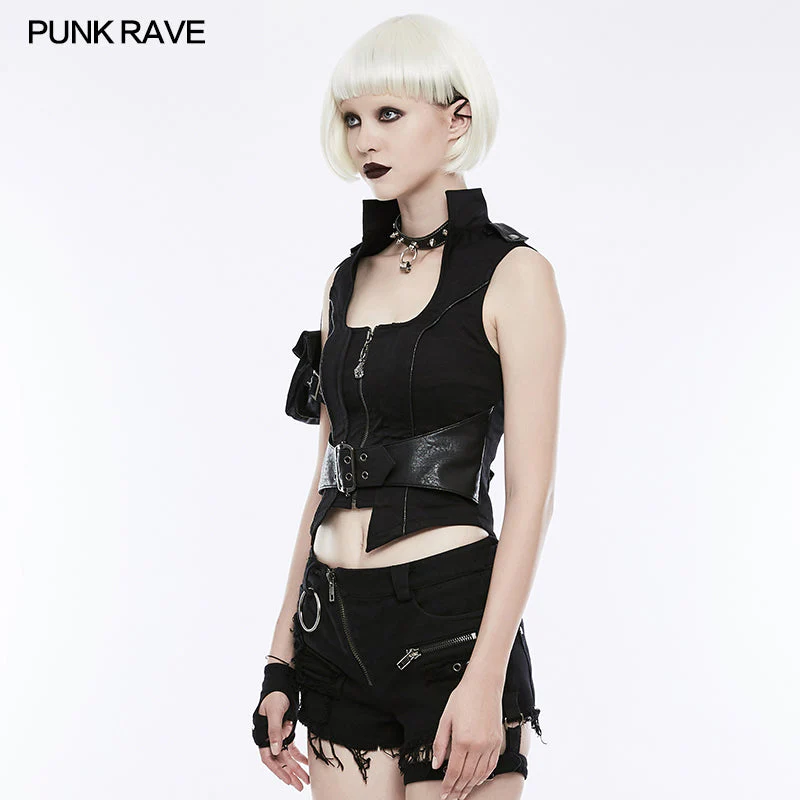 WY-828 Handsome Punk Vest With Removable Bag - Image 2