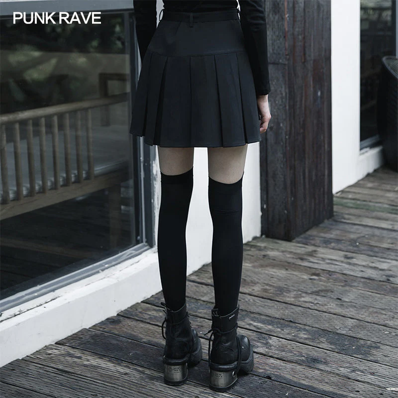 OPQ-684BQF Hardcore Girl series simplest short front and long back pleated skirt - Image 2