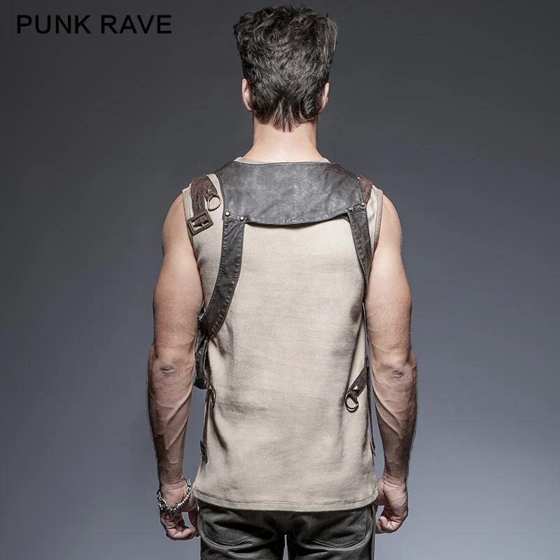 S-171 Harness Bag Faux Leather Gothic Victorian Single Pocket Vest - Image 2