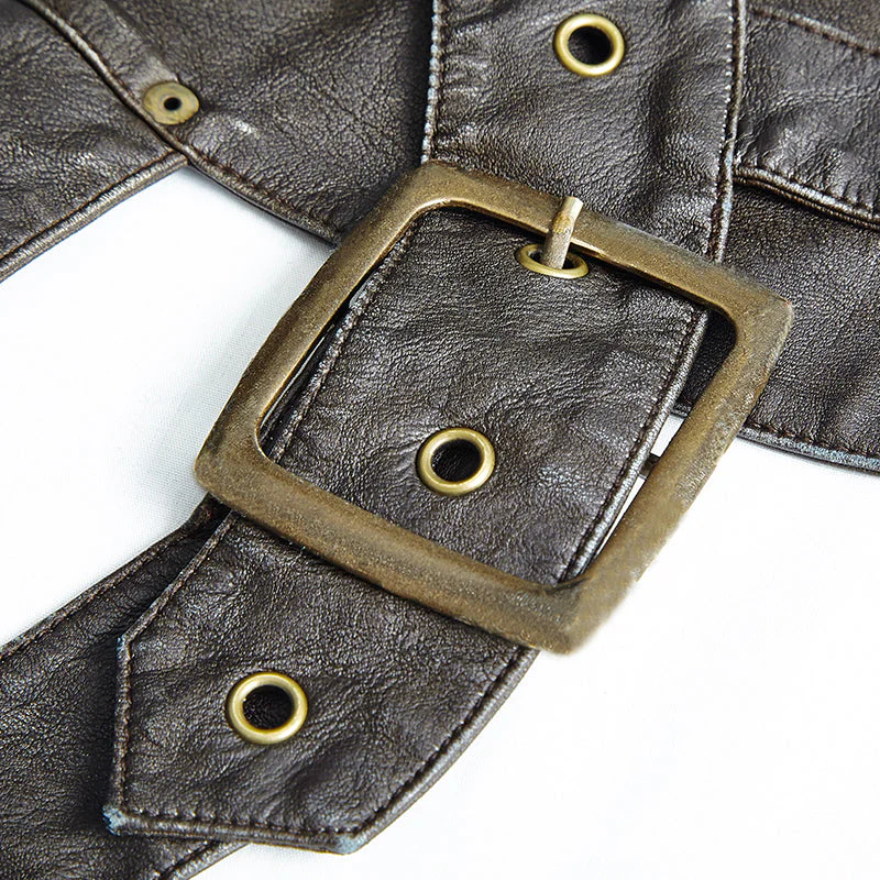 S-171 Harness Bag Faux Leather Gothic Victorian Single Pocket Vest - Image 4