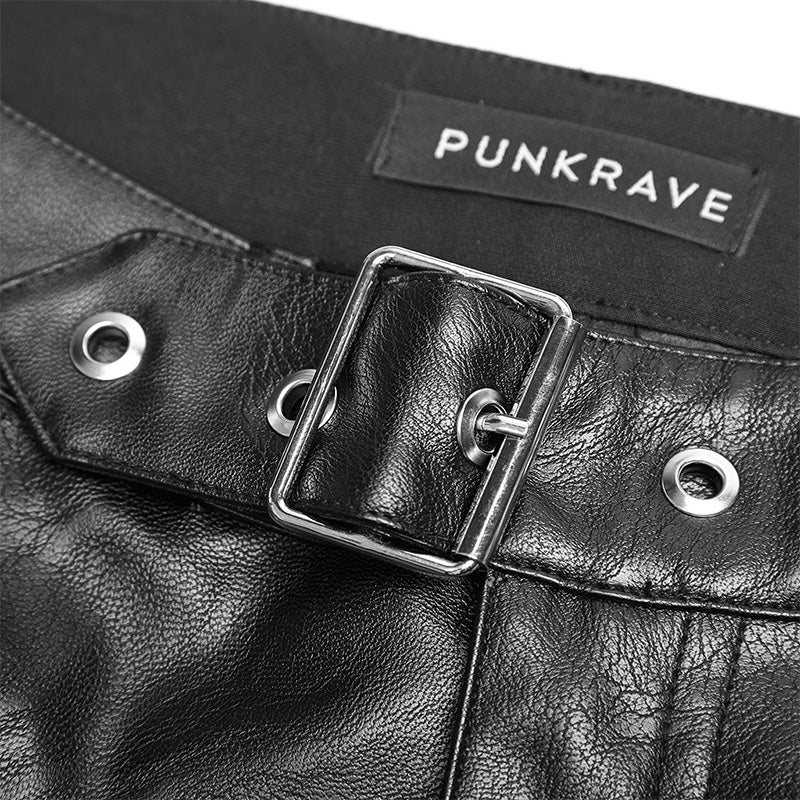 OPK-251 Heavy Industry Asymmetric Metal Design Skinny PU Pants - Image 6