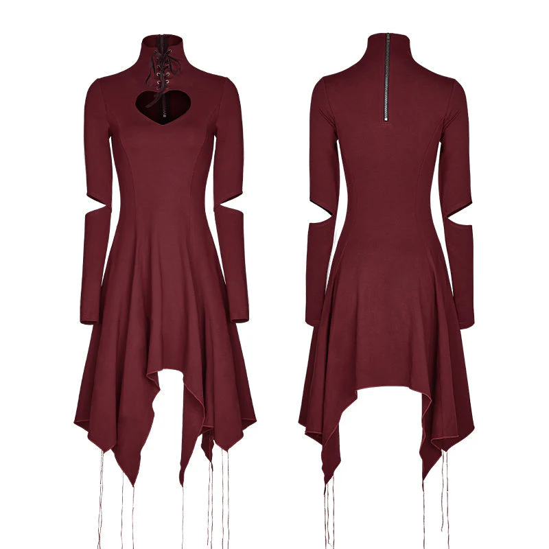 OPQ-238 High-class Elastic Sexy Hollow Out Gothic Dress With Asymmetry Hem - Image 14