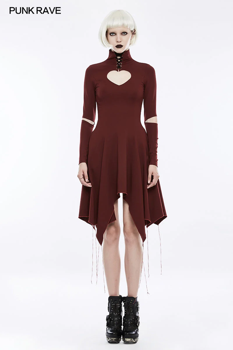 OPQ-238 High-class Elastic Sexy Hollow Out Gothic Dress With Asymmetry Hem - Image 15