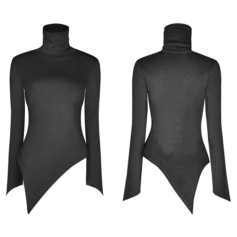 OPM-123TMF High Collar Irregular Hem Pullover Sweater - Image 4