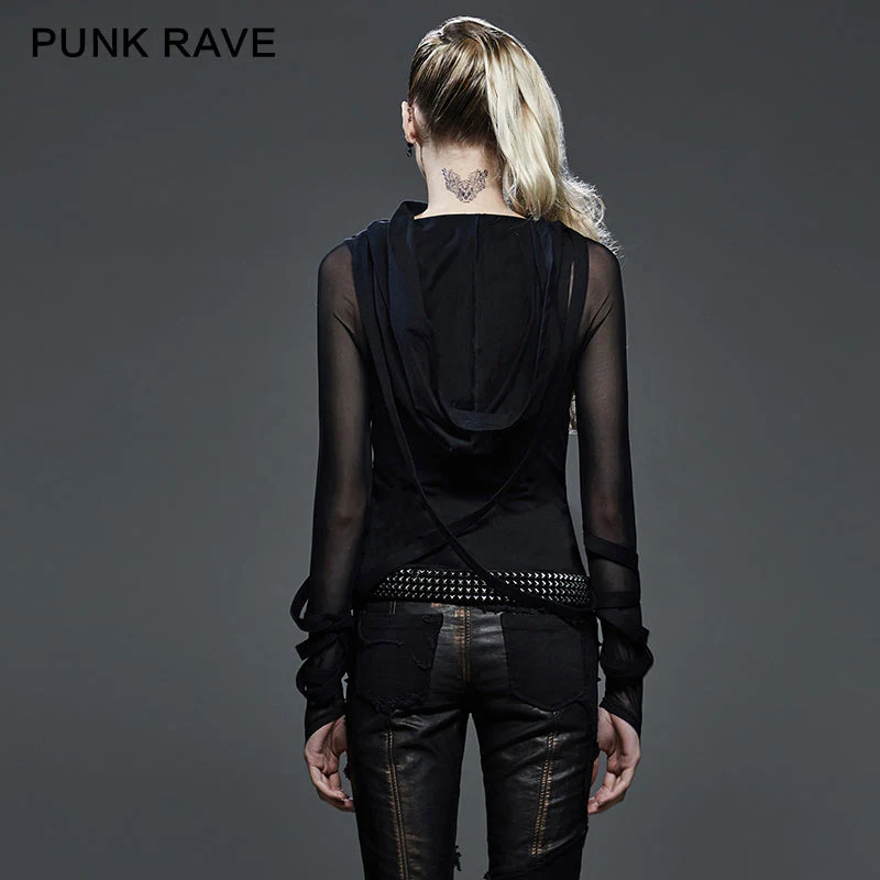 T-407 High End Fashion Trendy Street Punk T-shirts With Big Hoodie - Image 3