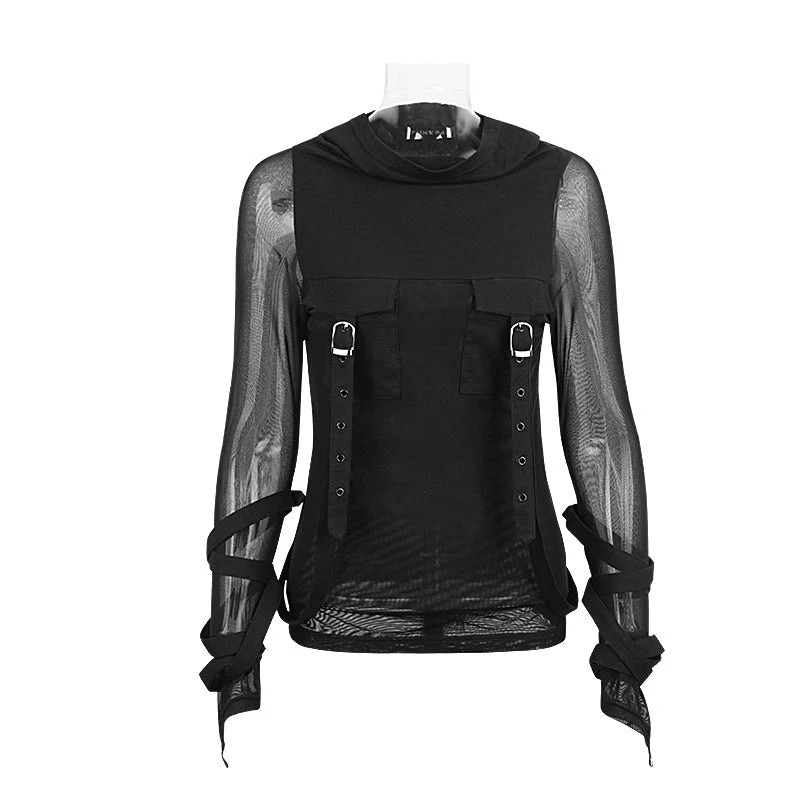 T-407 High End Fashion Trendy Street Punk T-shirts With Big Hoodie - Image 4