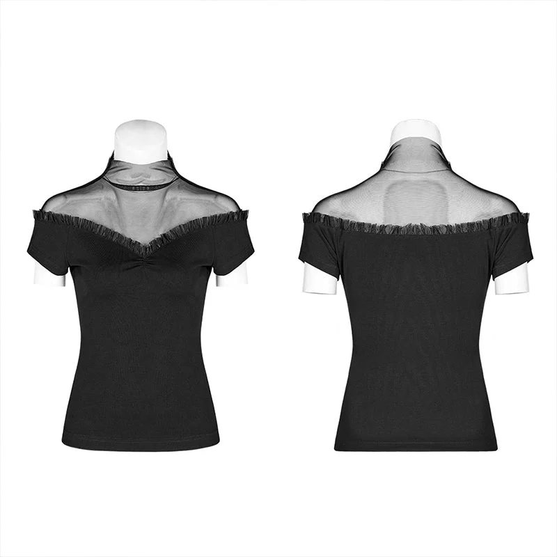 OPT-363TDF High neck mesh splicing top - Image 4
