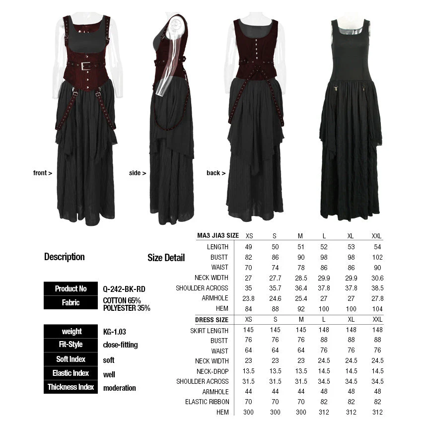 Q-242 High Quality White Steampunk Long Lace Punk Dress - Image 7