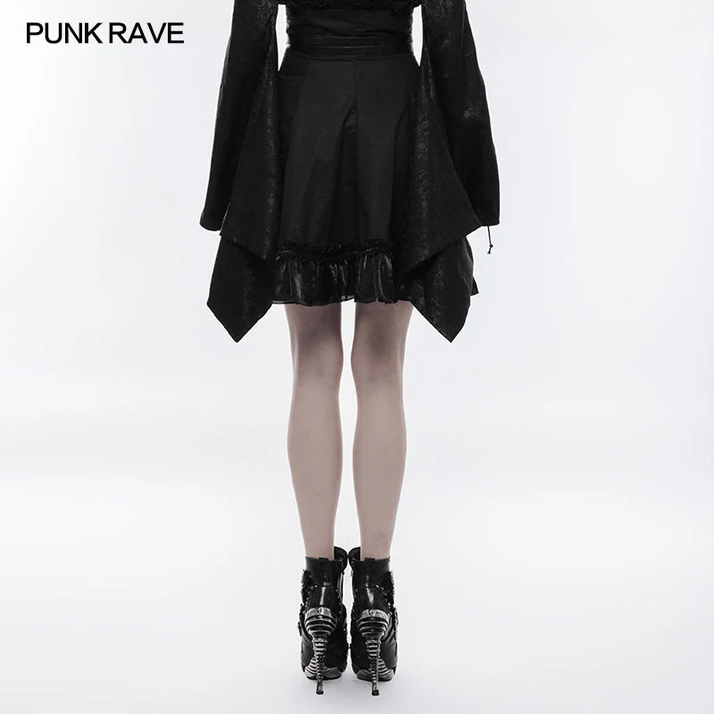 WQ-353 High Waist Short Punk Skirt With Detachable Leather Belt - Image 3