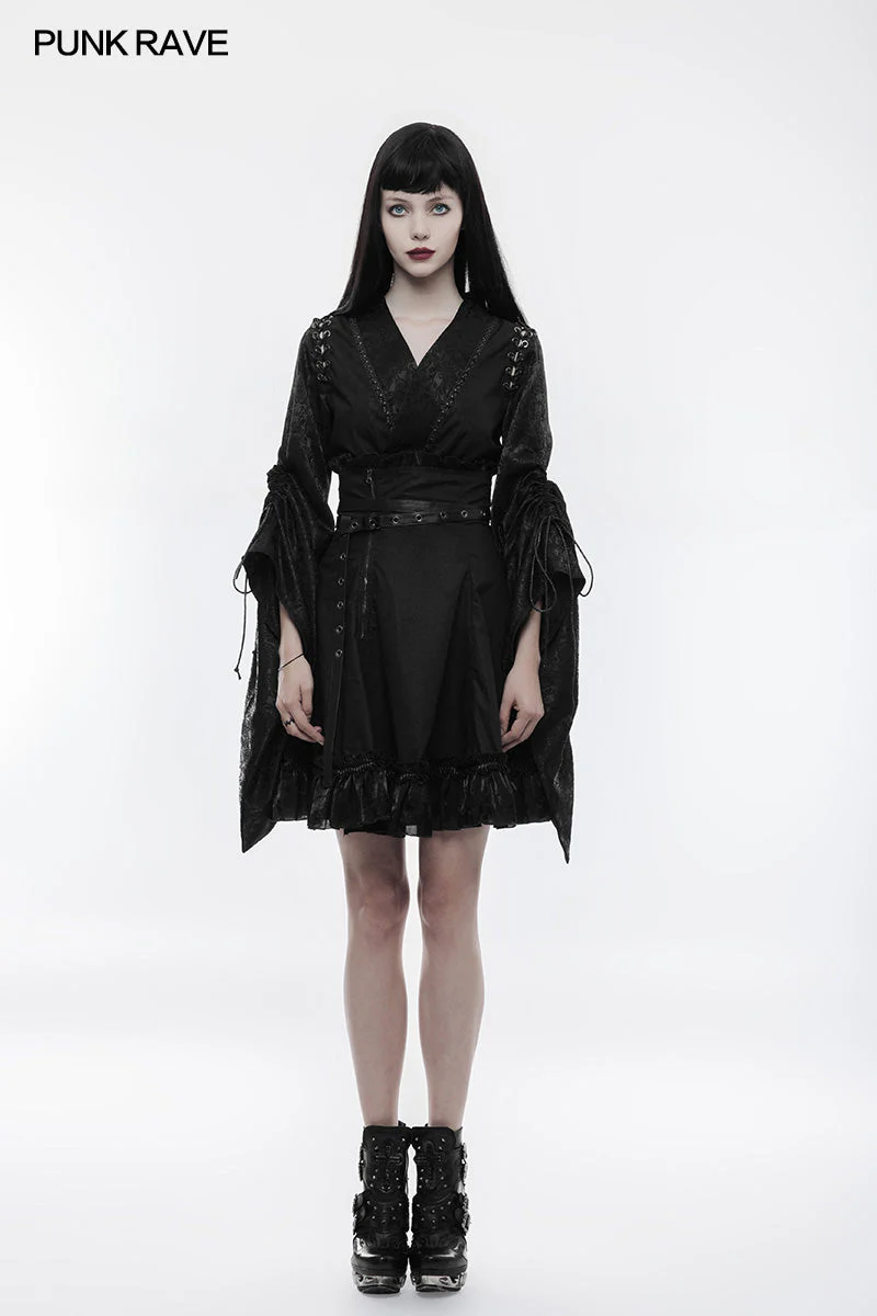 WQ-353 High Waist Short Punk Skirt With Detachable Leather Belt - Image 6