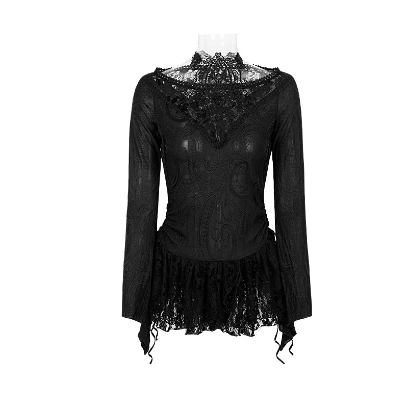 T-401 Hollow Out Strapless Deep Hemp Gothic T-shirts With V-neck - Image 4