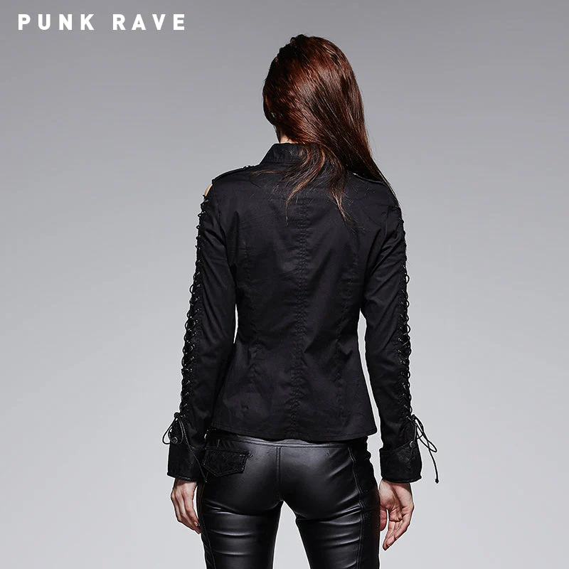 Y-559 Hollowed-out Unique Cotton Spandex Punk Shirts - Image 2