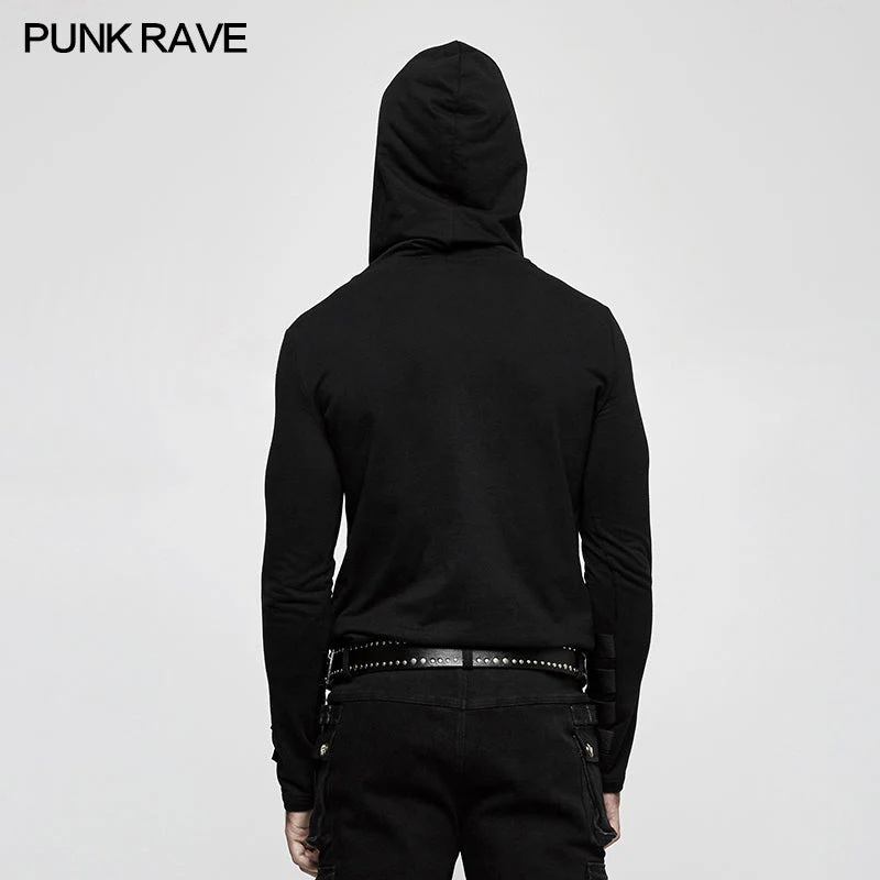 T-483 Hooded Loop Sleeve Long Punk Sweaters For Men - Image 3