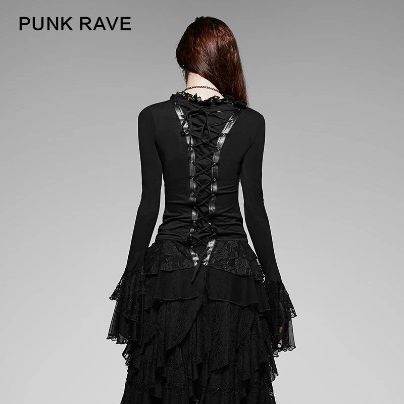 T-189 Hot Sale Flare Long Sleeve Casual Western Gothic Shirt - Image 2
