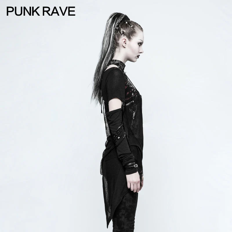 T-482 Japanese Printing Detachable Punk T-shirts Comfortable Two-piece Set For Women - Image 2