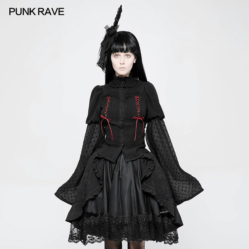 WLY-075 Kawaii Classic Lolita Trumpet Sleeve Gothic Shirt For Women