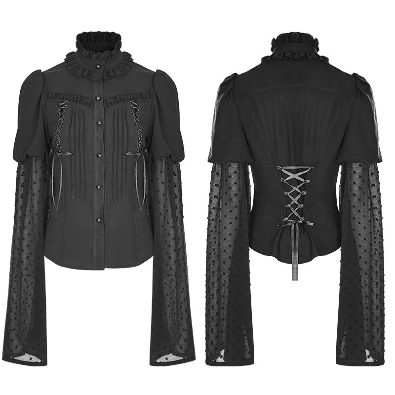 WLY-075 Kawaii Classic Lolita Trumpet Sleeve Gothic Shirt For Women - Image 10