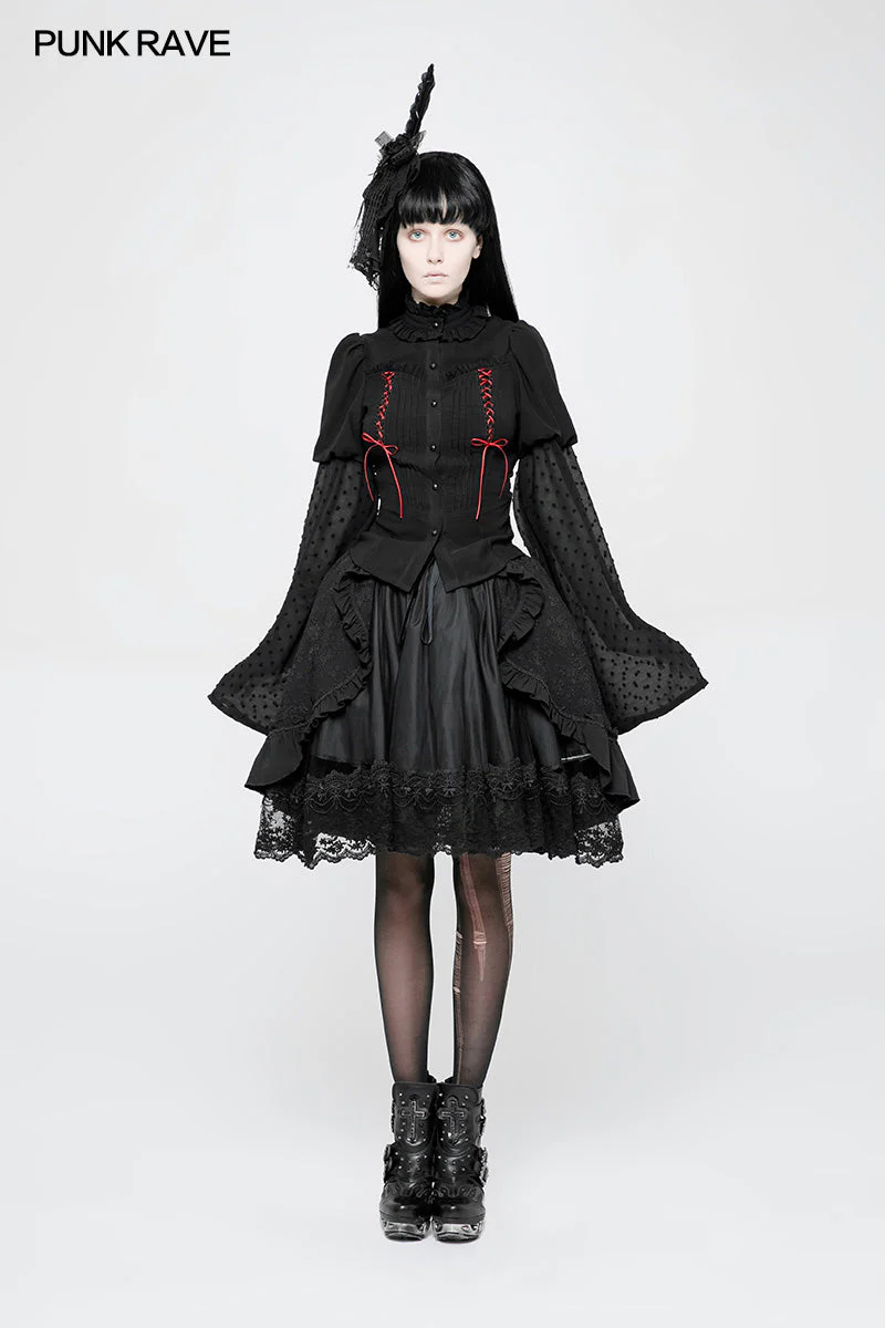 WLY-075 Kawaii Classic Lolita Trumpet Sleeve Gothic Shirt For Women - Image 11