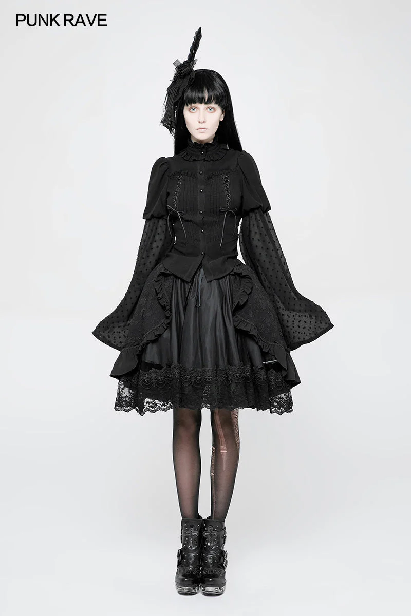 WLY-075 Kawaii Classic Lolita Trumpet Sleeve Gothic Shirt For Women - Image 12