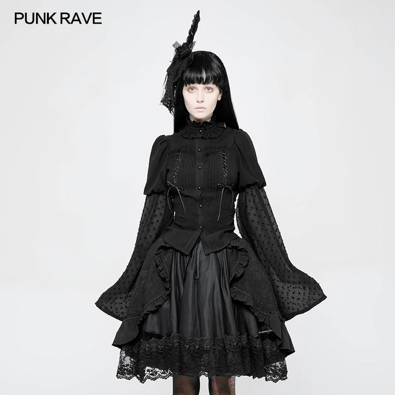 WLY-075 Kawaii Classic Lolita Trumpet Sleeve Gothic Shirt For Women - Image 6