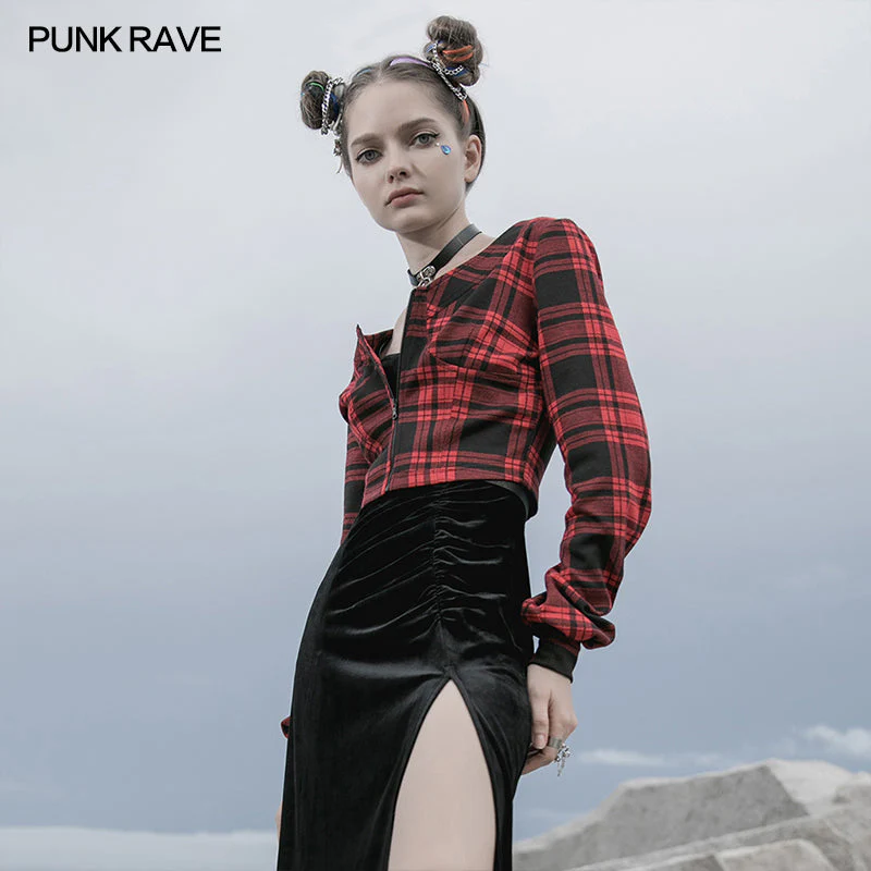 OPY-481XDF Knitted plaid short coat - Image 2