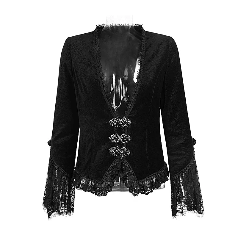Y-583 Lace Short Gothic Coats For Women - Image 4