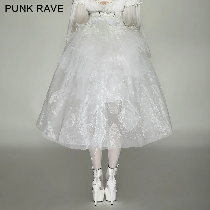 Q-287 Latest Cute Short Net Mesh Swallowtail Mini Lace Gothic Dress - Image 4