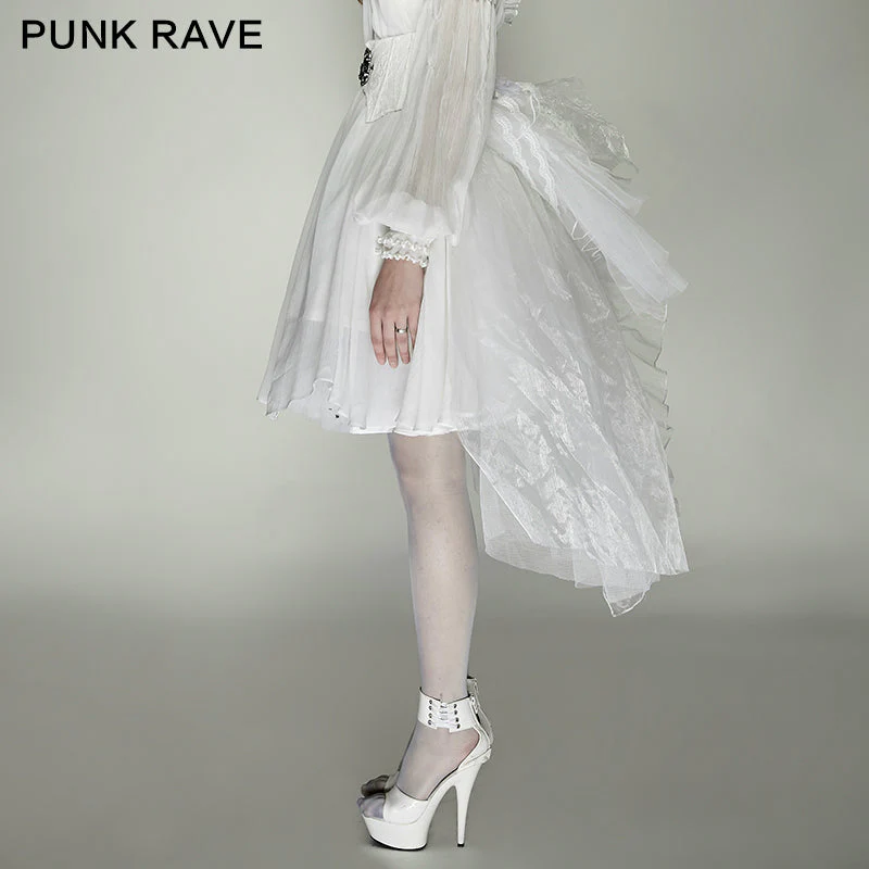 Q-287 Latest Cute Short Net Mesh Swallowtail Mini Lace Gothic Dress - Image 5