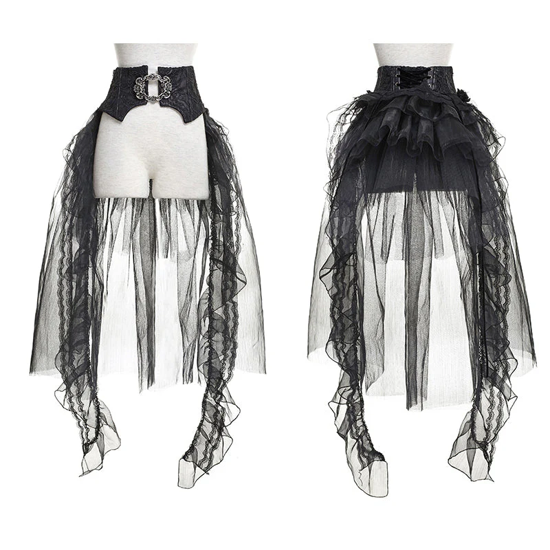 Q-287 Latest Cute Short Net Mesh Swallowtail Mini Lace Gothic Dress - Image 9