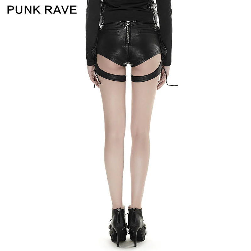 K-252 Latest Fashion Sexy Women Vintage Leather Punk Pants - Image 3