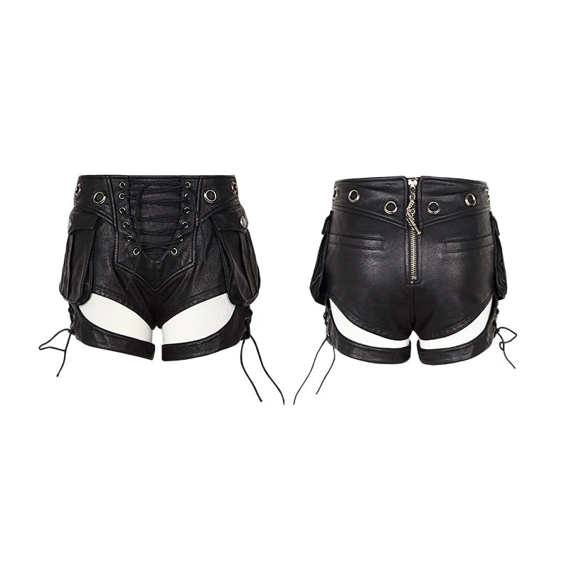 K-252 Latest Fashion Sexy Women Vintage Leather Punk Pants - Image 4