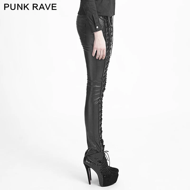 K-229 Latest Fashion Strap Leather Punk Pants For Women - Image 3