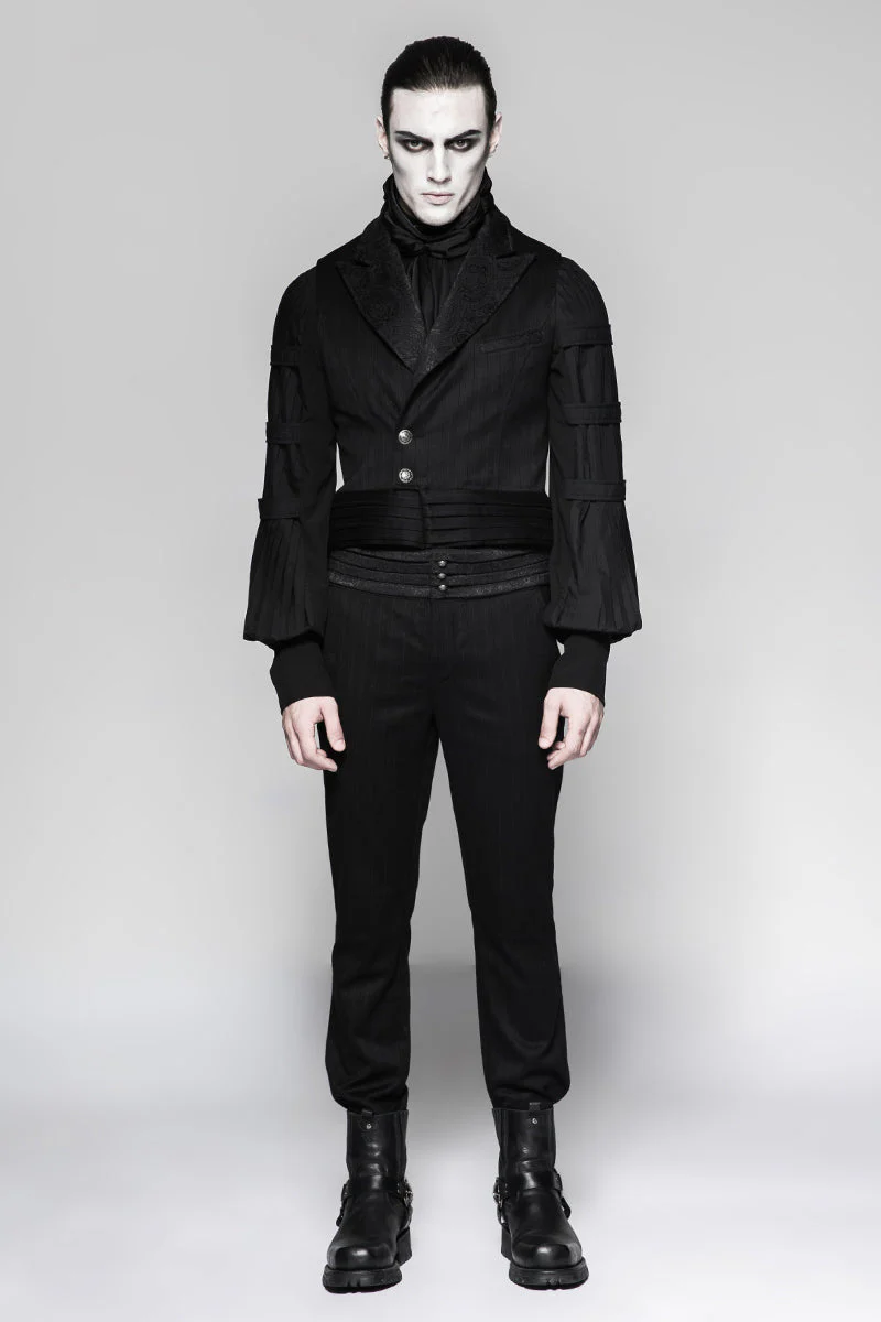 Y-743 Latest Festival Velvet black Mens Striped Punk Vest - Image 11