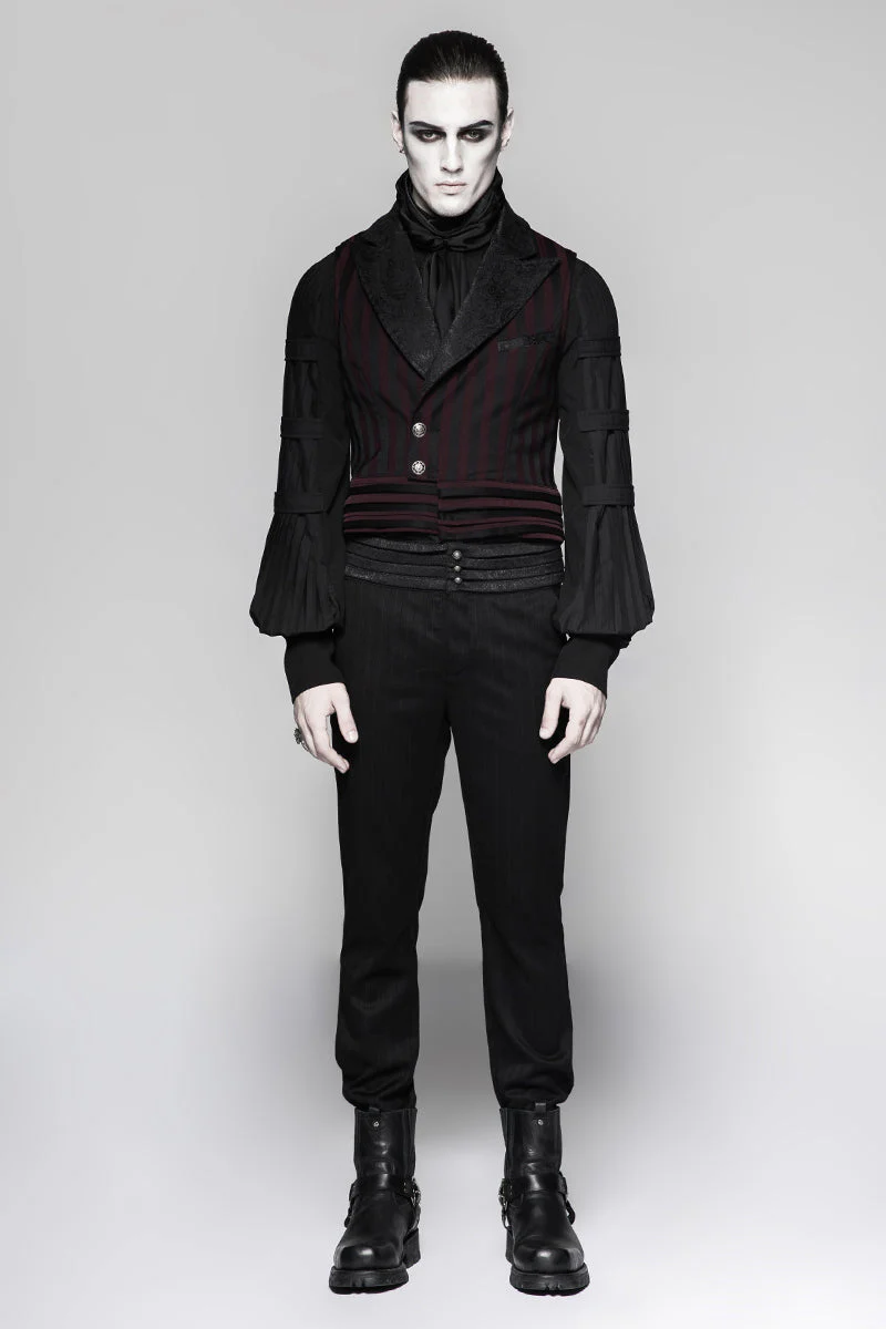 Y-743 Latest Festival Velvet black Mens Striped Punk Vest - Image 12