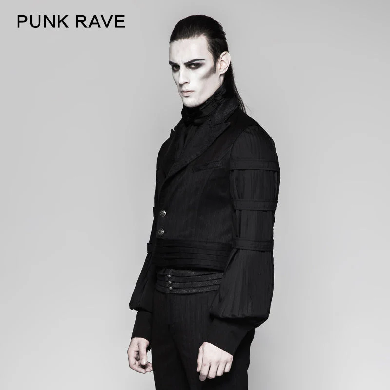 Y-743 Latest Festival Velvet black Mens Striped Punk Vest - Image 2