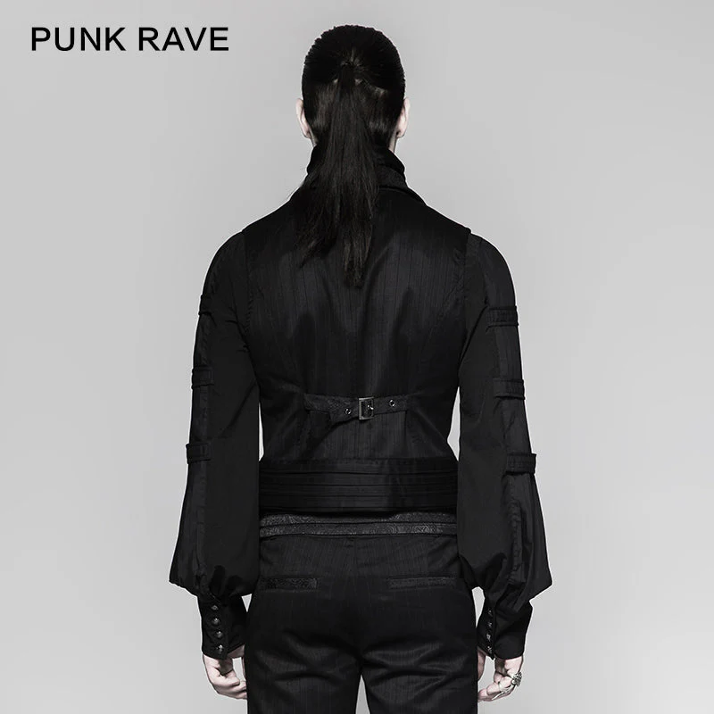 Y-743 Latest Festival Velvet black Mens Striped Punk Vest - Image 3