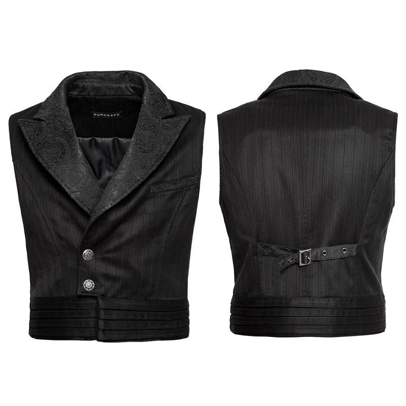 Y-743 Latest Festival Velvet black Mens Striped Punk Vest - Image 4