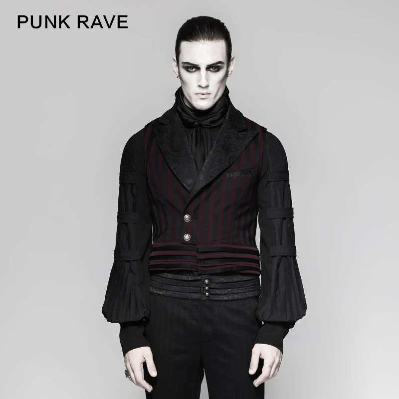 Y-743 Latest Festival Velvet black Mens Striped Punk Vest - Image 6
