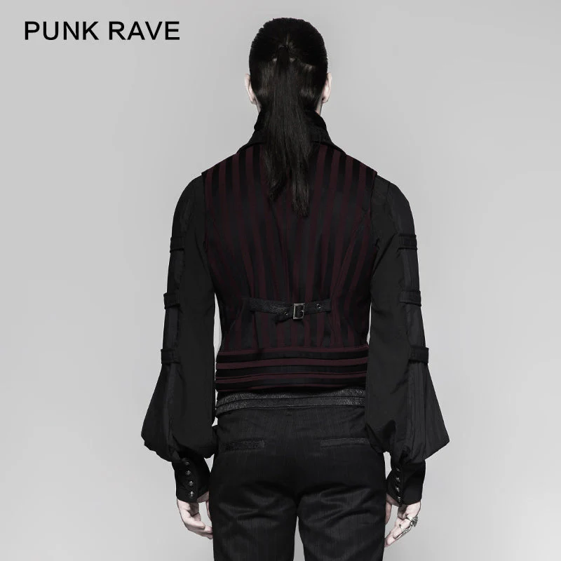 Y-743 Latest Festival Velvet black Mens Striped Punk Vest - Image 8