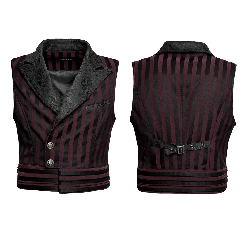 Y-743 Latest Festival Velvet black Mens Striped Punk Vest - Image 9