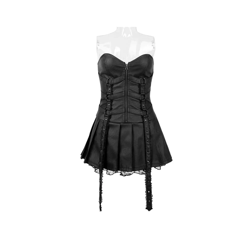 Q-260 Latex Fashion black Mature Sexy Short Pencil Punk Dress - Image 4